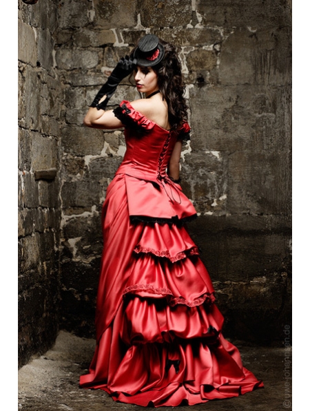 red-off-the-shoulder-sexy-gothic-wedding-dress